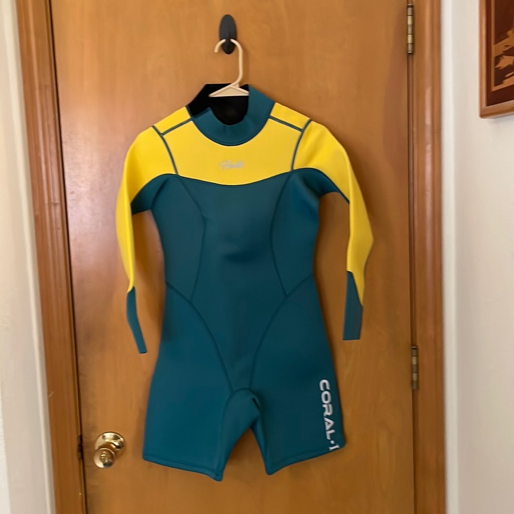 Coral Women's Swim Wetsuit - Teal and Yellow